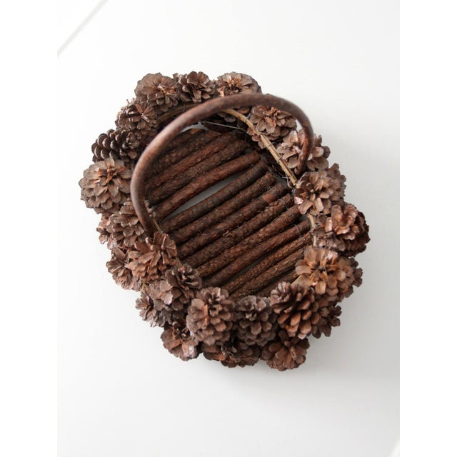 Vintage Handmade Pinecone Basket For Sale - Image 11 of 15