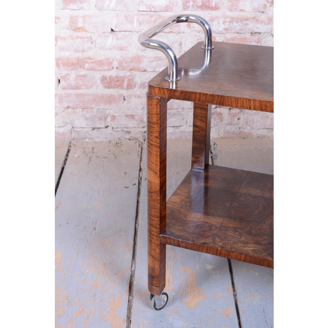 Art Deco Trolley in Walnut, Czech, 1920s For Sale - Image 10 of 18