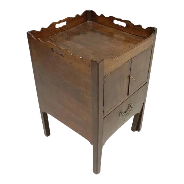 18th Century George III English Mahogany Bedside Table Cupboard For Sale