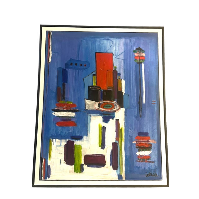 Contemporary Contemporary Abstract Chicago Skyline Original Painting on Canvas by Costel Iarca For Sale - Image 3 of 10