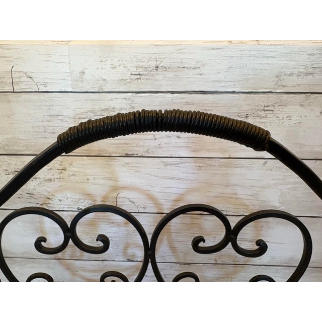 Vintage Wrought Iron Scroll Magazine Rack | Tuscan & Mediterranean Style For Sale In Denver - Image 6 of 12