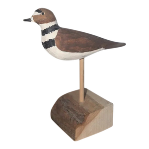 Vintage Hand Carved Wood Shore Bird — Signed Folk Art, 6.5"
