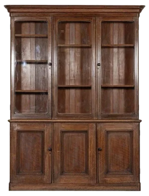 Large Antique English Oak Glazed Bookcase, 1880
