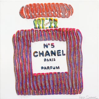 Fragrance in Illusion: Chanel No. 3 Reinvented - Textural Abstract 3d Painting Original Artwork by Virginie Schroeder For Sale