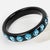 Contemporary Black Resin Bracelet Bangle with Baby Blue Crystal Rhinestones For Sale - Image 3 of 7