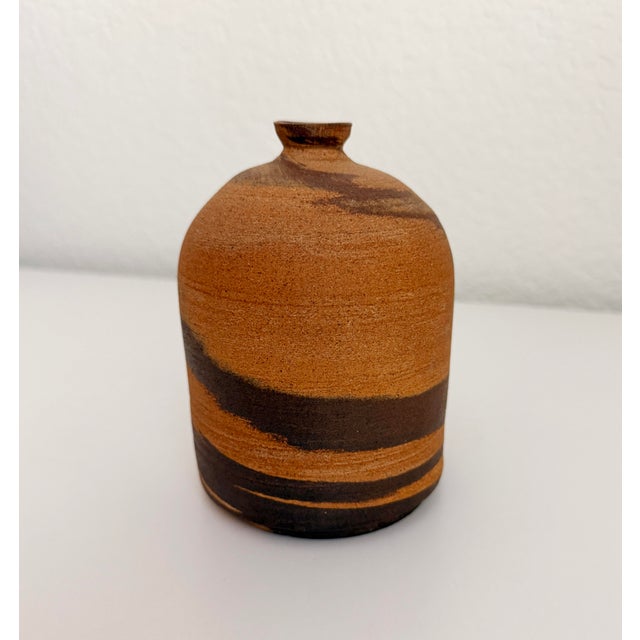 Mid-Century Brown Clay Swirl Vase, Artist Signed For Sale In Sacramento - Image 6 of 6