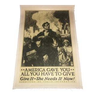 "America Gave You All You Have" W Taylor WW1 Poster For Sale