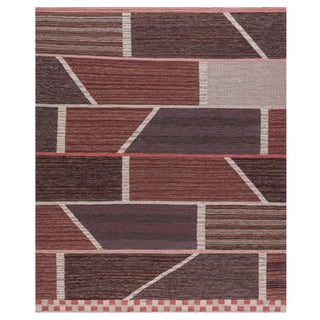 Modern Abstract Geometric Classic Taupe Flatweave Wool Rug by Doris Leslie Blau For Sale