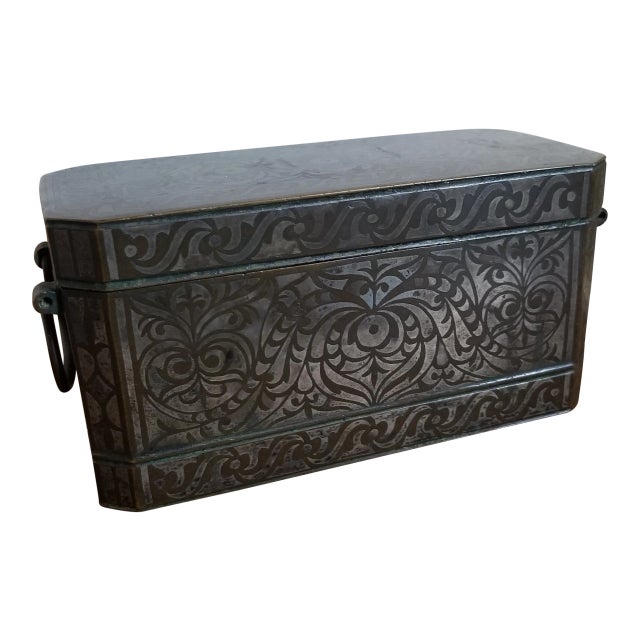 Antique Bronze and Silver Betel Box For Sale