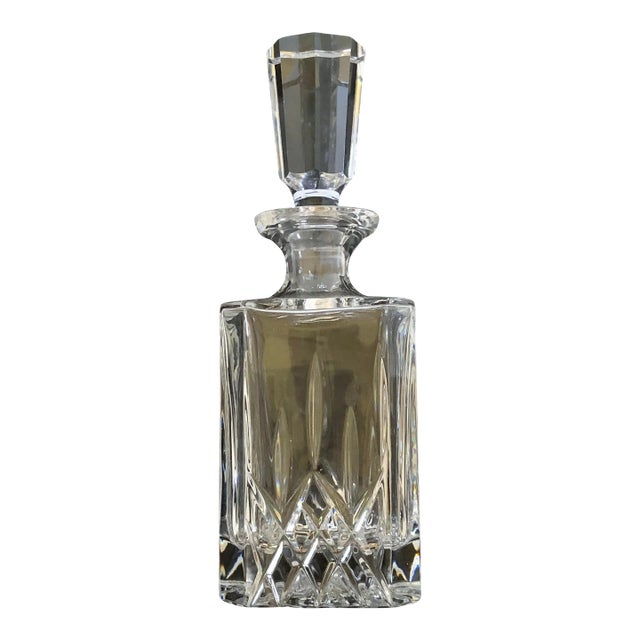 Mid Century Square Cut Crystal Liquor Decanter For Sale