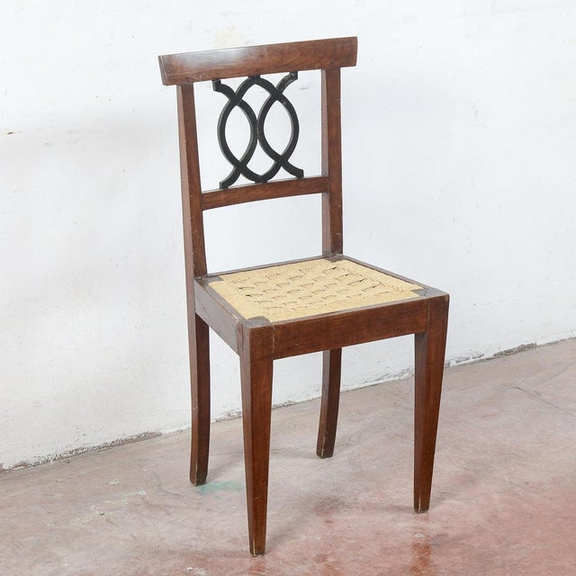 18th Century Style Chair with Raffia Seat For Sale - Image 3 of 9