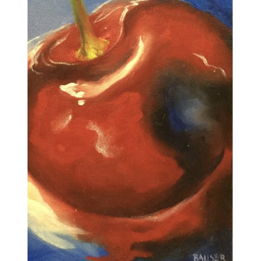 This delicious "Maraschino" cherry packs a big punch into its intimate size. This unique oil painting radiates fun and...