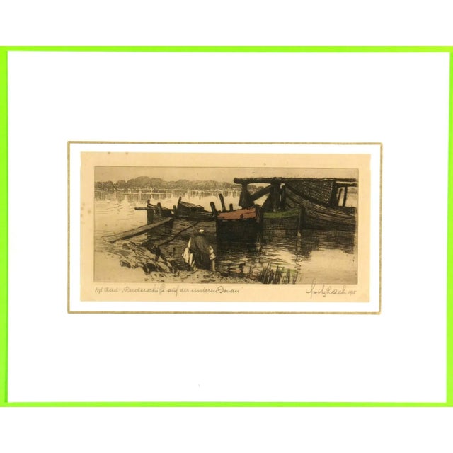 Fritz Lach, Moored Boats, 1915 For Sale - Image 4 of 5