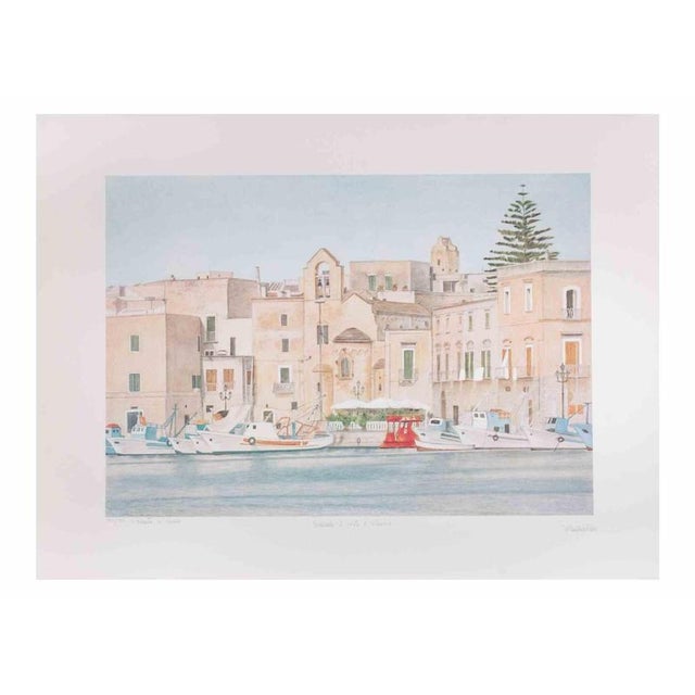 Lithograph hand colored realized by Rosanna Cattaneo. Edition of 190. Original title "Quando il Porto è Silenzio". Hand...