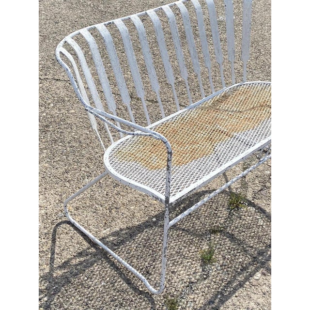 Vintage Mid Century Modern Wrought Iron Sculptural Garden Patio Loveseat Sofa For Sale - Image 4 of 11
