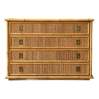 Chest of Drawers in Bamboo and Woven Rattan from Dal Vera, 1970 For Sale