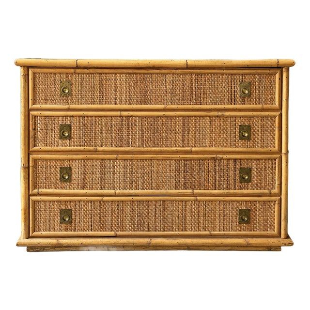 Chest of Drawers in Bamboo and Woven Rattan from Dal Vera, 1970 For Sale