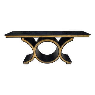 Global Views Black / Gold Console Table For Sale