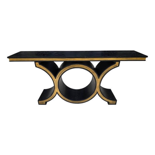 Global Views Black / Gold Console Table For Sale