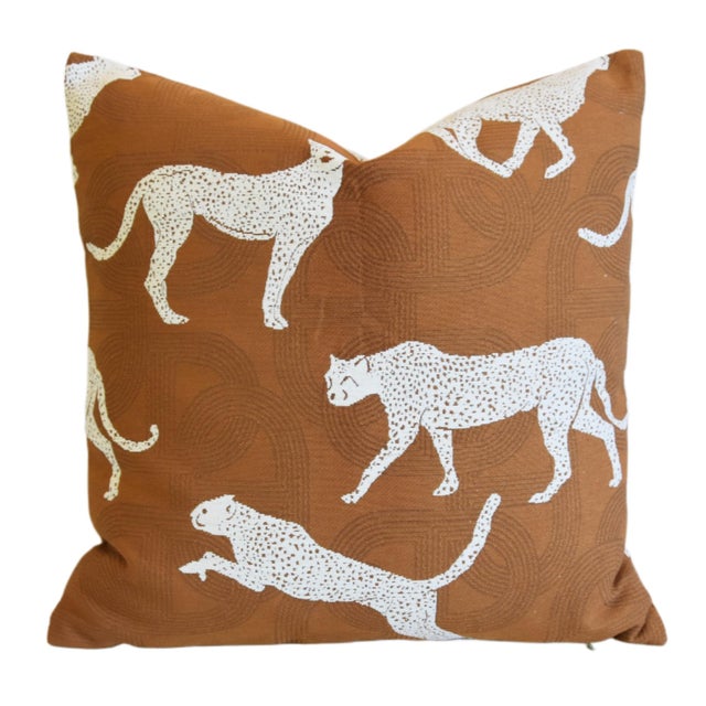 African Cheetah & Leopard Feather/Down Pillows 18”square - Set of Two For Sale - Image 4 of 6