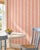 Traditional Garden Leaf Stripe Grasscloth Wallpaper by House Party | Blush Pink & Coral | 6 Yards For Sale - Image 3 of 8
