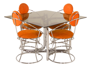 Italian Space Age Dining Table with Chairs by Giotto Stoppino, 1970s, Set of 5