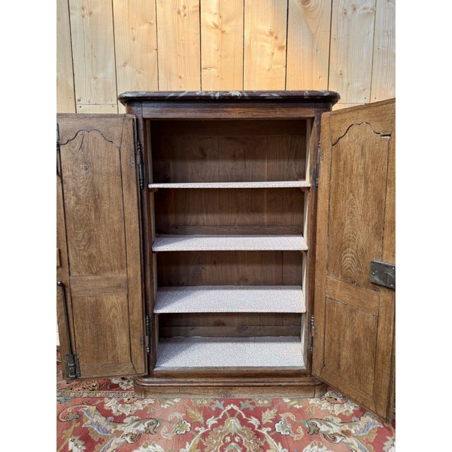 Louis XIV Style Plinth Wardrobe in Oak and Marble For Sale - Image 6 of 9