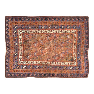 Antique Hand Knotted Wool Rug, 4'x5'5" For Sale