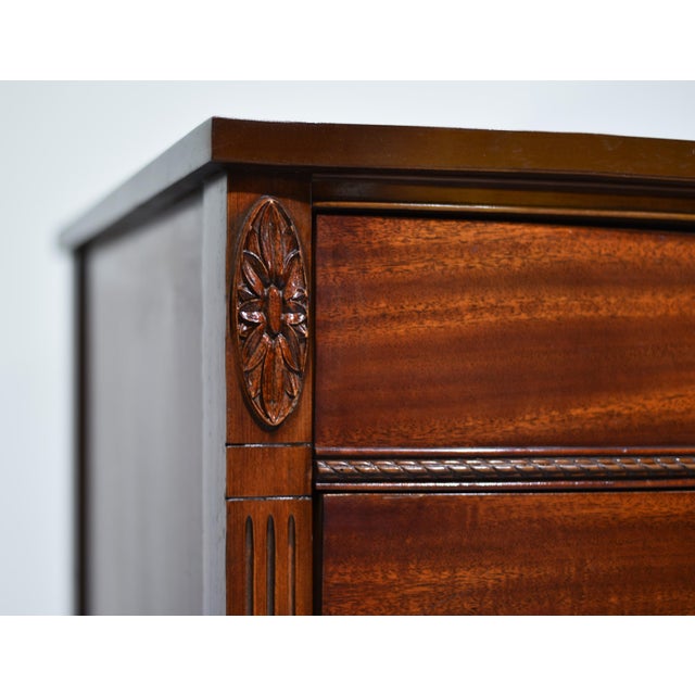 Mid Century Federal Style Mahogany Serpentine Triple Dresser by Dixie For Sale - Image 10 of 12