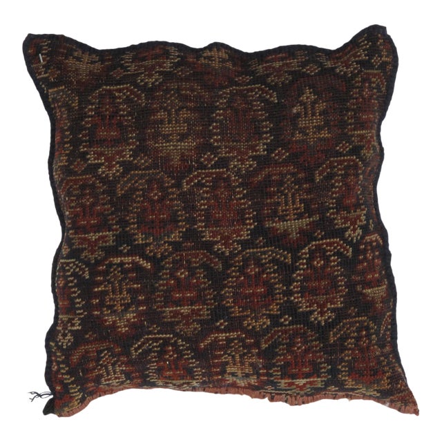 Persian Pillow W/ Antique Rug Fragment - 1'5 X 1'5 For Sale