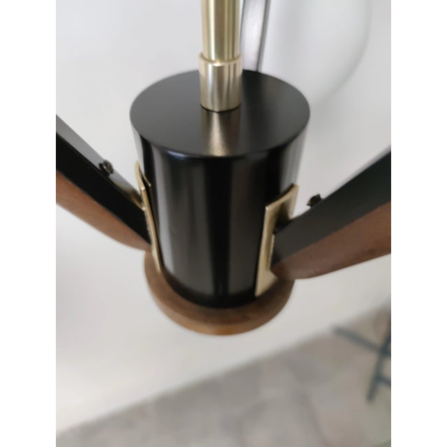 Vintage Brass & Wooden Ceiling Lamp from Stilnovo For Sale - Image 15 of 18