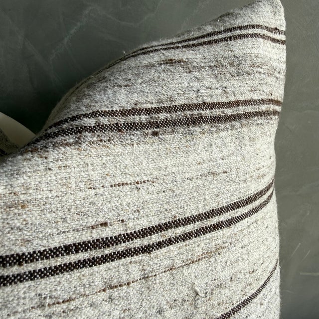 Vintage Rug Pillow Cover With Stripes For Sale - Image 4 of 8