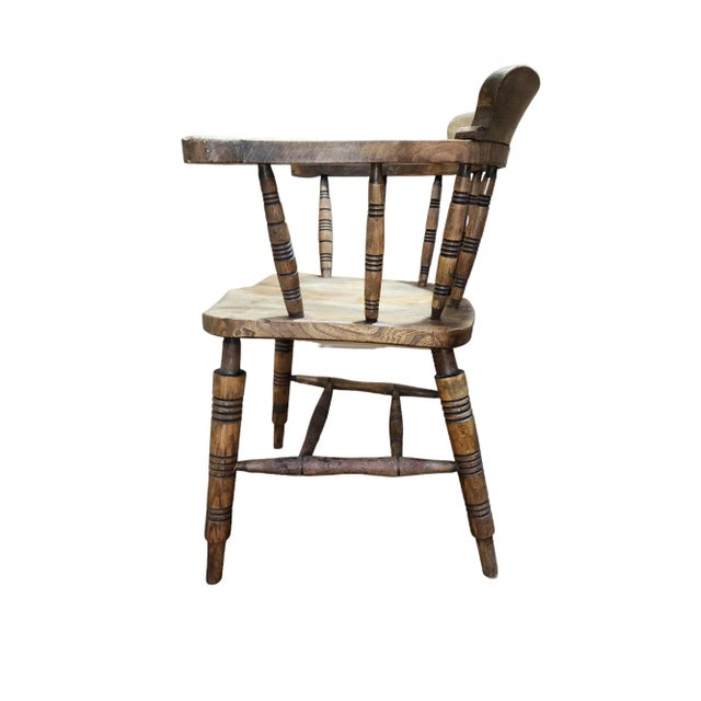 1910s 1917 J. Elliott & Sons English Smokers Bow Armchair For Sale - Image 5 of 7
