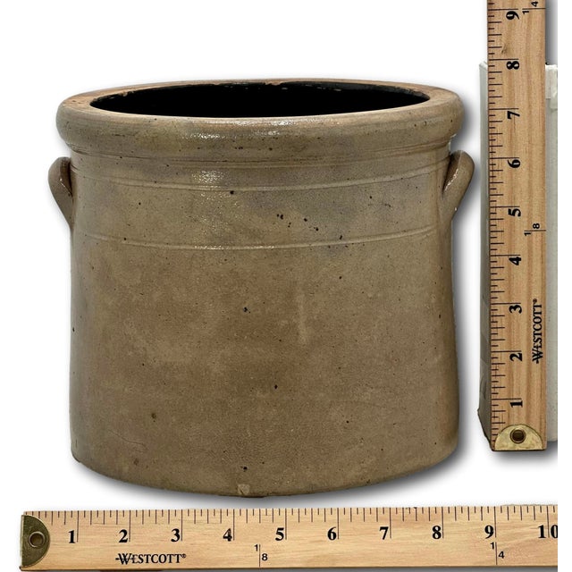 Antique Small 1 Gallon Size American New England Blue Decorated Stoneware Storage Jar - Circa 1870s For Sale - Image 18 of 18