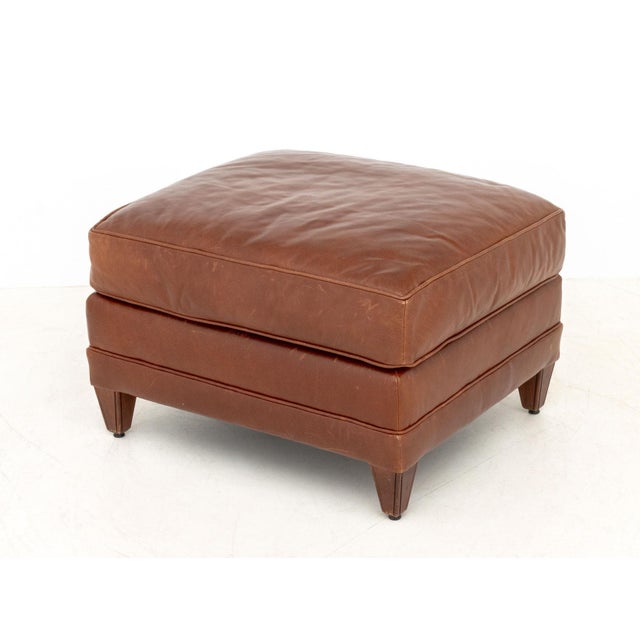Ralph Lauren Leather Club Armchair & Ottoman For Sale - Image 11 of 12
