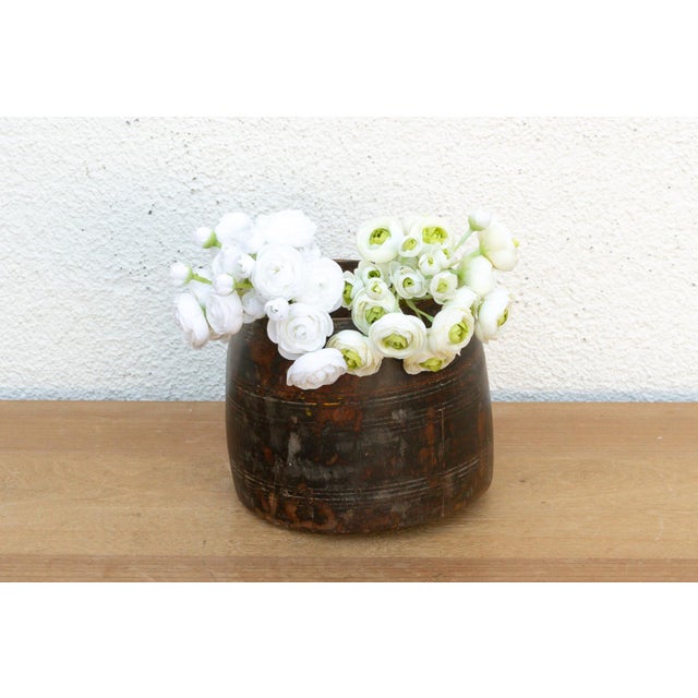 Antique Dark Stained Teak Grain Pot For Sale In Los Angeles - Image 6 of 6