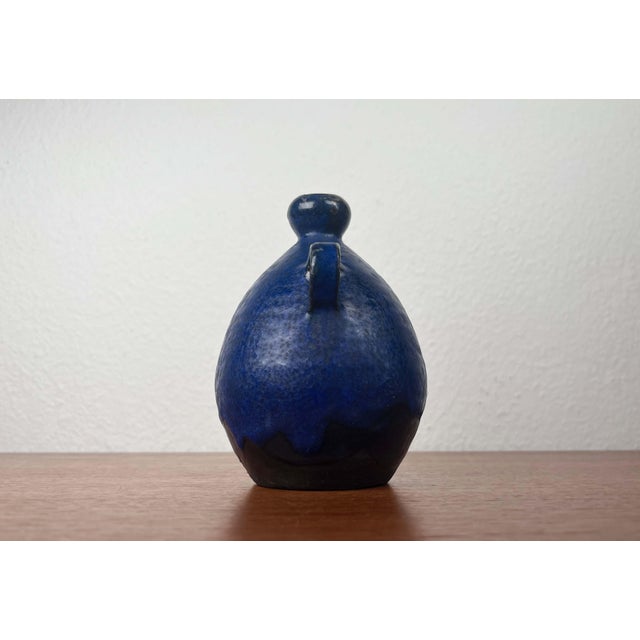 Mid-Century Modern Brutalist German Studio Pottery Blue Carafe Vase by Gerhard Liebenthron, 1975 For Sale - Image 9 of 18