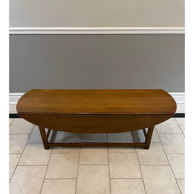 Vintage Mid Century 1940s Drop-Leaf Colonial Revival Wood Coffee Table For Sale - Image 4 of 10