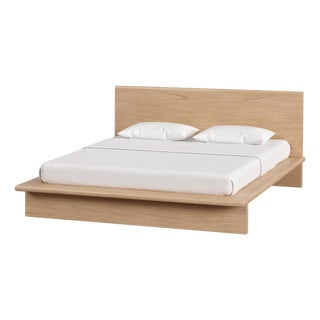 Halmstad Wood Platform King Bed, Blonde Oak For Sale