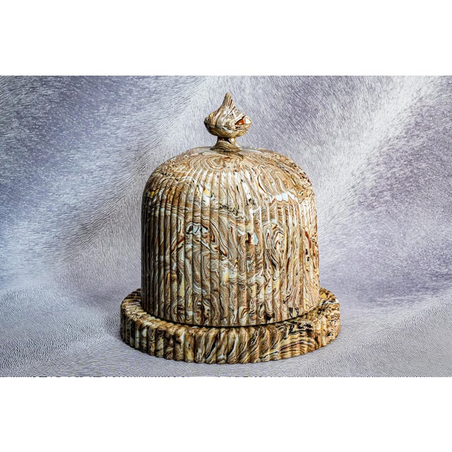 19th Century Rare 19th Century Antique Victorian Copeland & Garrett Agateware Pottery Cheese Dish and Lid English Ceramic Art Pottery For Sale - Image 5 of 18