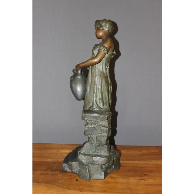 Brown Antique Sculpture of a Woman by Alfred Jean Foretay For Sale - Image 8 of 12