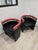 1980s Armchairs in Black and Red Leather Chrome, 1980s, Set of 2 For Sale - Image 5 of 17