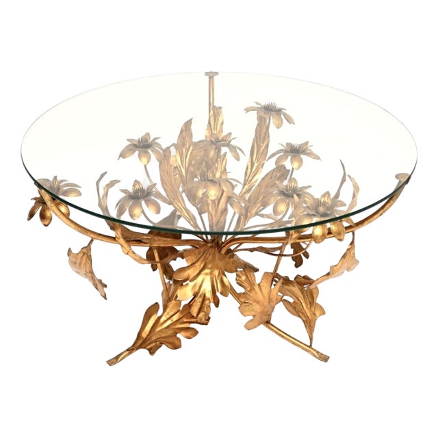 Vintage Gilt Metal Coffee Table by Hans Kogl, 1960 For Sale