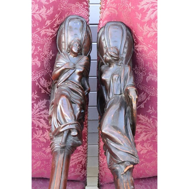 Set of 4 Italian Walnut Antique Armchairs in the Style of Andrea Brustolon For Sale - Image 9 of 17