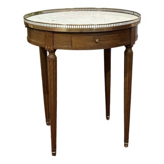 Louis XVI Style Bouillotte Table in Mahogany and Marble, 1960s For Sale