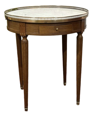 Louis XVI Style Bouillotte Table in Mahogany and Marble, 1960s