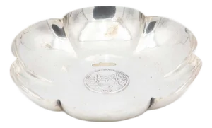 Flower-Shaped Silver Fruit Bowl with Swiss Coin