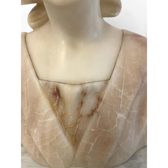 Brown Antique Victorian Alabaster Bust, 1860 For Sale - Image 8 of 14