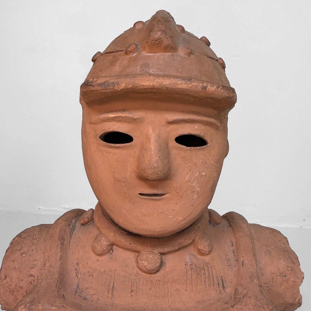 Japanese Terracotta Haniwa Warrior in Tankō Armour, 1950 For Sale - Image 4 of 13