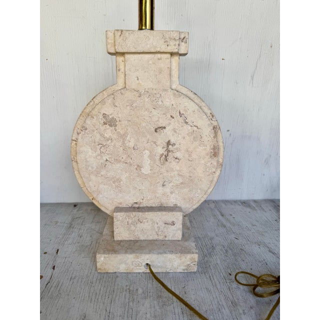 Vintage Hollywood Regency Solid Travertine Stone Lamp For Sale - Image 4 of 11
